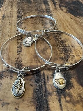 Brighton Two-Tone Silver and Gold Charm Bangle Trio
